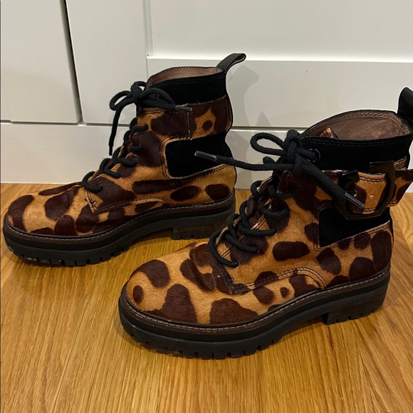 Louise eat Cie Lace Up Cow Hair Moto Boots W5.5 - Picture 2 of 7